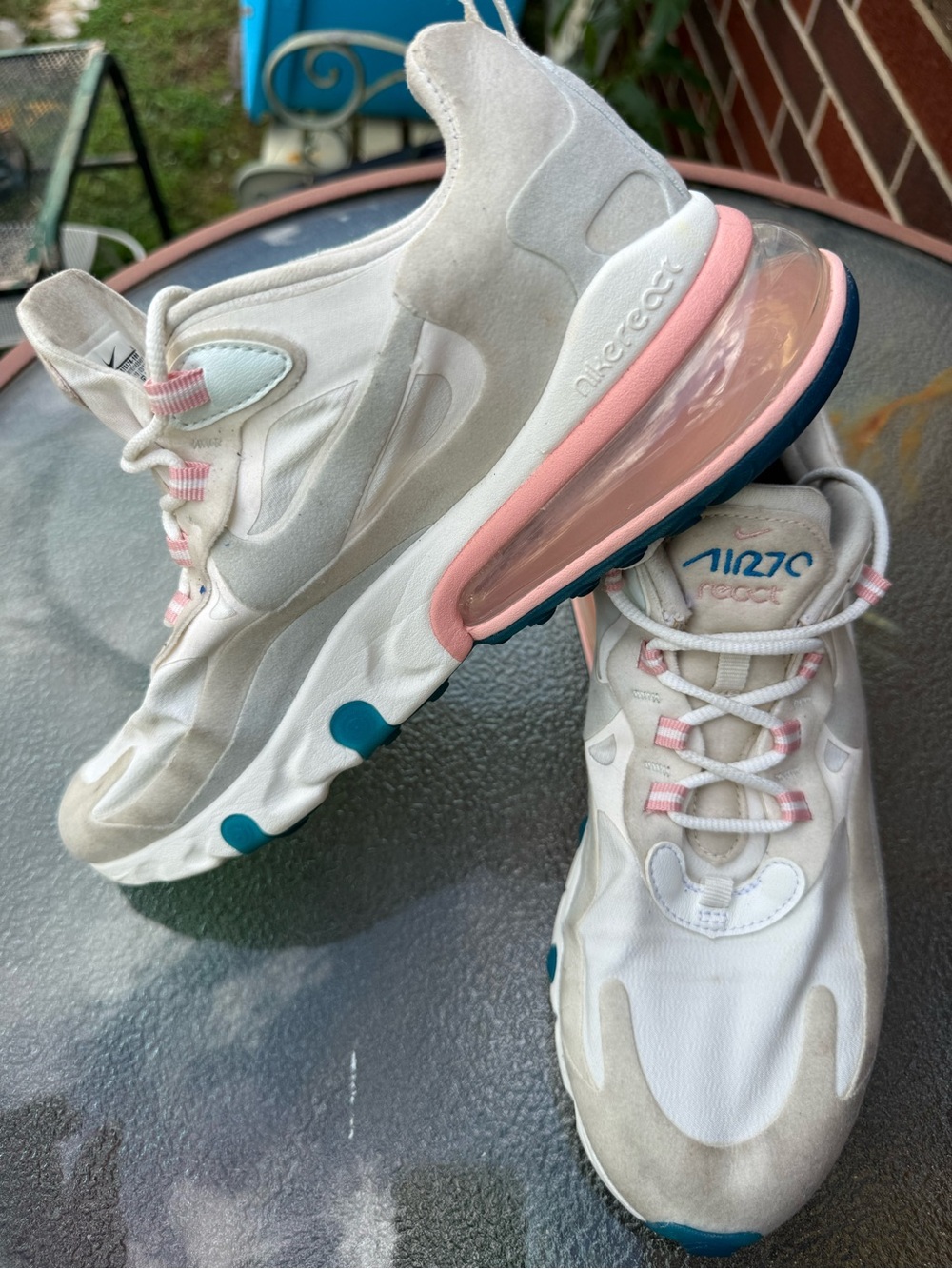 Nike Women’s Air Max 270 React Sneakers - White, Pink & Teal